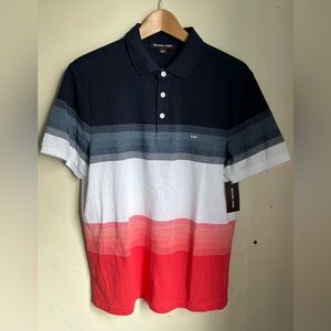 Michael Kors Men's Navy, Gray, White & Red Ombre Stripe Polo